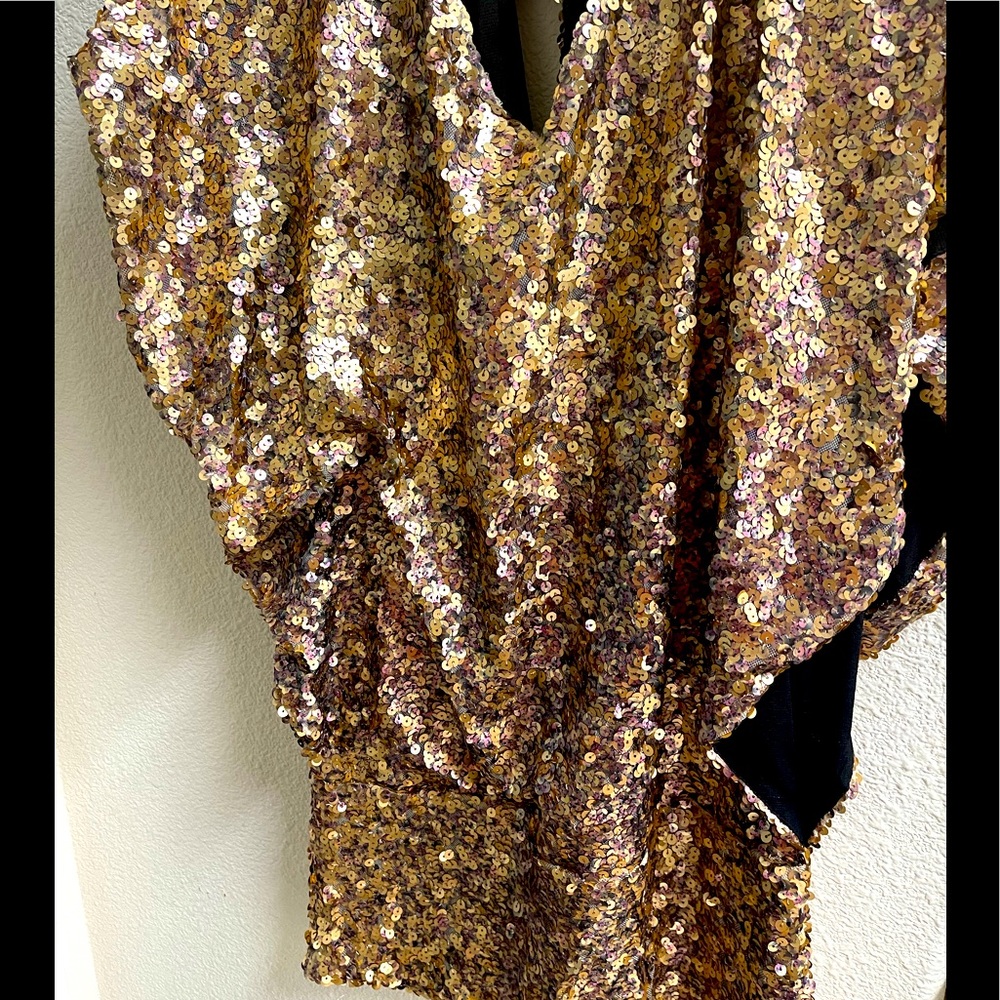 Gold sequin mini dress